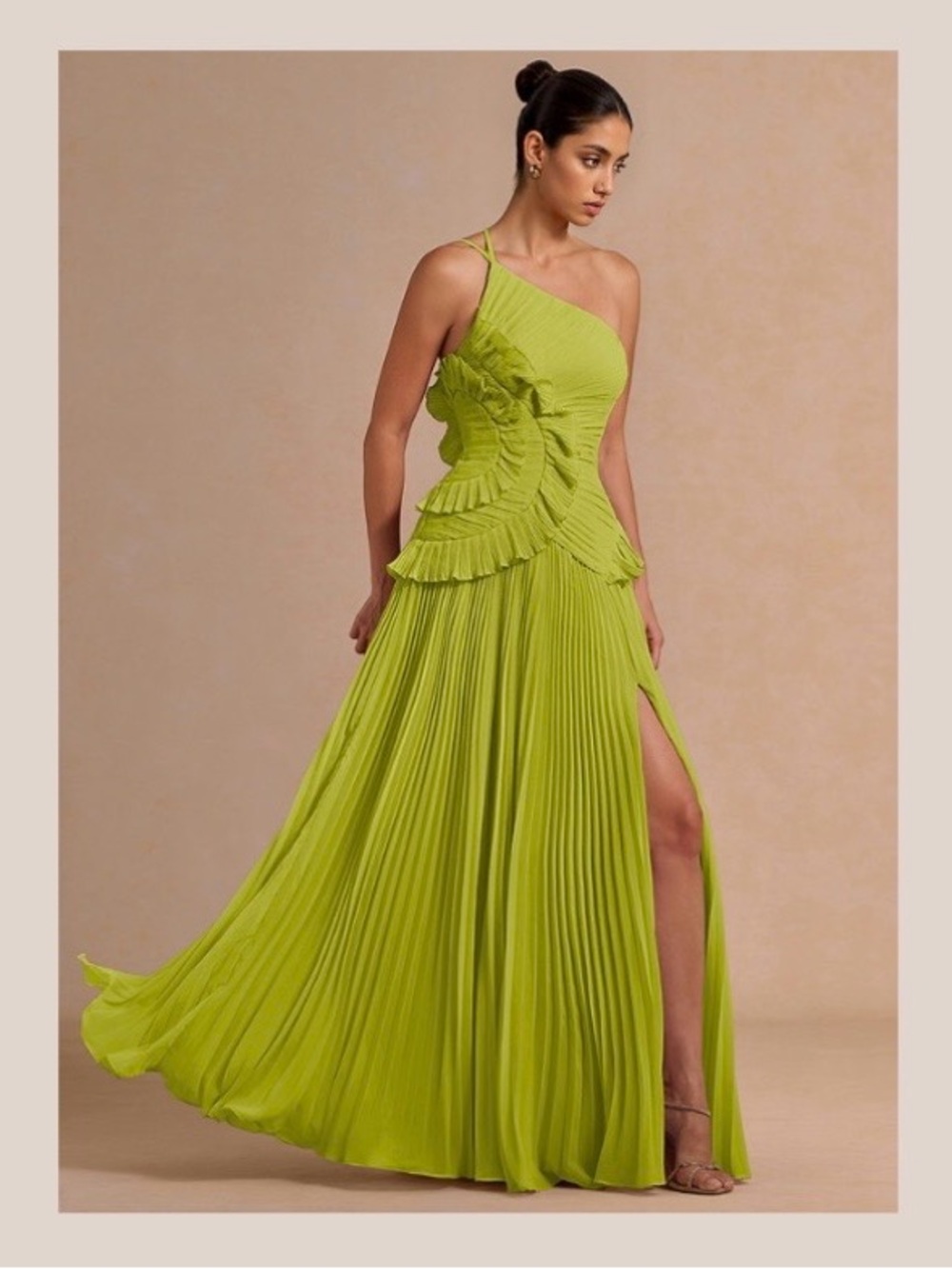 Azazie Melody Lemon Green Maxi Dress